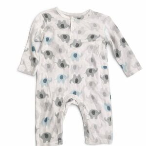 Quiltex Elephant Print Bodysuit - White and Gray